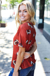 Game Day Football Print Knit Top in Auburn