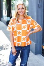 Load image into Gallery viewer, Turn Up The Volume Football Checker Top in Orange
