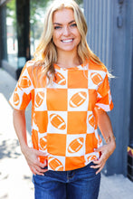 Load image into Gallery viewer, Turn Up The Volume Football Checker Top in Orange
