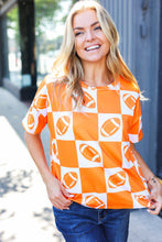 Load image into Gallery viewer, Turn Up The Volume Football Checker Top in Orange
