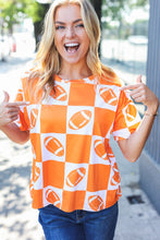 Load image into Gallery viewer, Turn Up The Volume Football Checker Top in Orange
