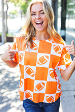 Load image into Gallery viewer, Turn Up The Volume Football Checker Top in Orange
