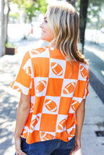 Load image into Gallery viewer, Turn Up The Volume Football Checker Top in Orange
