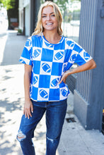 Load image into Gallery viewer, Turn Up The Volume Football Checker Print Top in Blue
