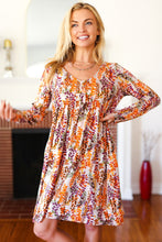 Load image into Gallery viewer, Diva Dreams Taupe Floral Long Sleeve Babydoll V Neck Dress
