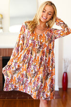 Load image into Gallery viewer, Diva Dreams Taupe Floral Long Sleeve Babydoll V Neck Dress
