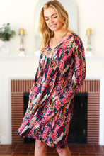 Load image into Gallery viewer, Eyes On You Hunter Green Floral Long Sleeve Babydoll V Neck Dress
