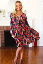 Load image into Gallery viewer, Eyes On You Hunter Green Floral Long Sleeve Babydoll V Neck Dress
