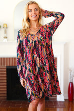 Load image into Gallery viewer, Eyes On You Hunter Green Floral Long Sleeve Babydoll V Neck Dress
