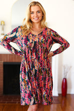 Load image into Gallery viewer, Eyes On You Hunter Green Floral Long Sleeve Babydoll V Neck Dress
