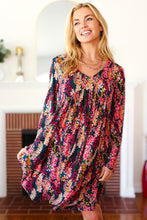 Load image into Gallery viewer, Eyes On You Hunter Green Floral Long Sleeve Babydoll V Neck Dress
