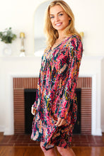 Load image into Gallery viewer, Eyes On You Hunter Green Floral Long Sleeve Babydoll V Neck Dress
