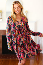 Load image into Gallery viewer, Eyes On You Hunter Green Floral Long Sleeve Babydoll V Neck Dress
