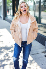 Load image into Gallery viewer, Casual Chic Latte Corduroy Ribbed High Neck Puffer Jacket
