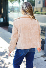 Load image into Gallery viewer, Casual Chic Latte Corduroy Ribbed High Neck Puffer Jacket
