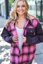 Load image into Gallery viewer, Spread Joy Pink &amp; Brown Plaid Corduroy Button Down Fuzzy Jacket
