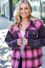 Load image into Gallery viewer, Spread Joy Pink &amp; Brown Plaid Corduroy Button Down Fuzzy Jacket
