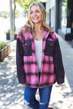 Load image into Gallery viewer, Spread Joy Pink &amp; Brown Plaid Corduroy Button Down Fuzzy Jacket
