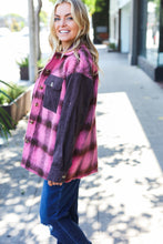 Load image into Gallery viewer, Spread Joy Pink &amp; Brown Plaid Corduroy Button Down Fuzzy Jacket
