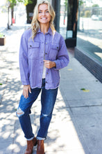 Load image into Gallery viewer, Be Bold In Purple Haze Frayed Denim Jacket
