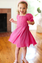 Load image into Gallery viewer, Adorable in Dark Rose Button Square Neck Ruche Dress

