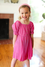 Load image into Gallery viewer, Adorable in Dark Rose Button Square Neck Ruche Dress
