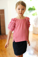 Load image into Gallery viewer, Lovely Rose Ruffle Sleeve Side Slit Top
