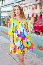 Load image into Gallery viewer, Bright Thoughts Floral Print V Neck Babydoll Dress in Yellow
