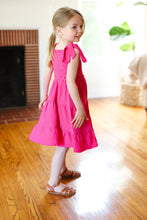 Load image into Gallery viewer, Darling in Pink Crepe Tiered Smocked Shoulder Tie Dress
