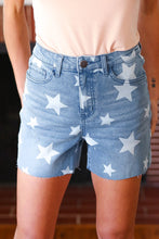 Load image into Gallery viewer, Light Wash Star Print High Rise Denim Shorts
