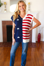 Load image into Gallery viewer, Stars &amp; Stripes Americana V Neck Dolman Sweater Top
