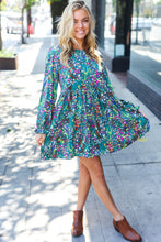 Load image into Gallery viewer, Spread Joy Hunter Green Floral Frill Sleeve Dress
