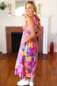 Diva Dreams Multicolor Tropical Floral Fit & Flare Maxi Dress