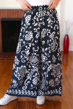 Load image into Gallery viewer, You Got This Black Paisley Floral Smocked Waist Palazzo Pants
