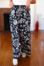 Load image into Gallery viewer, You Got This Black Paisley Floral Smocked Waist Palazzo Pants
