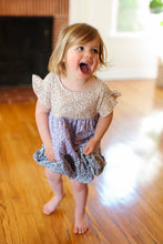 Load image into Gallery viewer, Twirl Me Taupe &amp; Lilac Tiered Babydoll Dress
