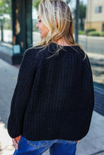 Load image into Gallery viewer, Casual Living Black Loose Knit Henley Button Sweater
