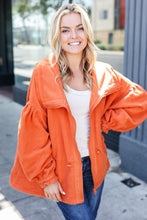 Load image into Gallery viewer, Beautiful You Cinched Waist Zip Up Fleece Jacket in Rust
