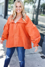 Load image into Gallery viewer, Beautiful You Cinched Waist Zip Up Fleece Jacket in Rust
