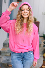 Load image into Gallery viewer, Ready to Relax Hot Pink Half Zip French Terry Hoodie
