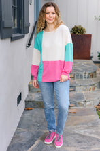 Load image into Gallery viewer, The Slouchy Mint &amp; Pink Drop Shoulder Terry Color Block Top
