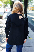 Load image into Gallery viewer, Beautiful You Fringe Detail Knit Cardigan in Black
