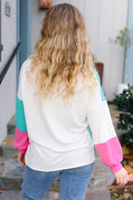 Load image into Gallery viewer, The Slouchy Mint &amp; Pink Drop Shoulder Terry Color Block Top
