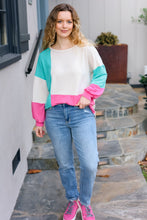 Load image into Gallery viewer, The Slouchy Mint &amp; Pink Drop Shoulder Terry Color Block Top
