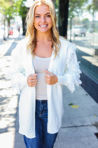 Beautiful You Fringe Detail Knit Cardigan in Ivory