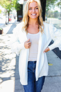 Beautiful You Fringe Detail Knit Cardigan in Ivory