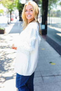 Beautiful You Fringe Detail Knit Cardigan in Ivory