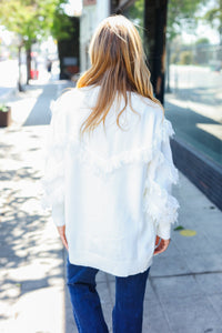 Beautiful You Fringe Detail Knit Cardigan in Ivory