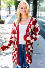 Load image into Gallery viewer, Can&#39;t Help But Love Rust Checkered Open Cardigan
