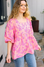 Load image into Gallery viewer, Making Moves Peach &amp; Pink Floral Peplum Woven Top
